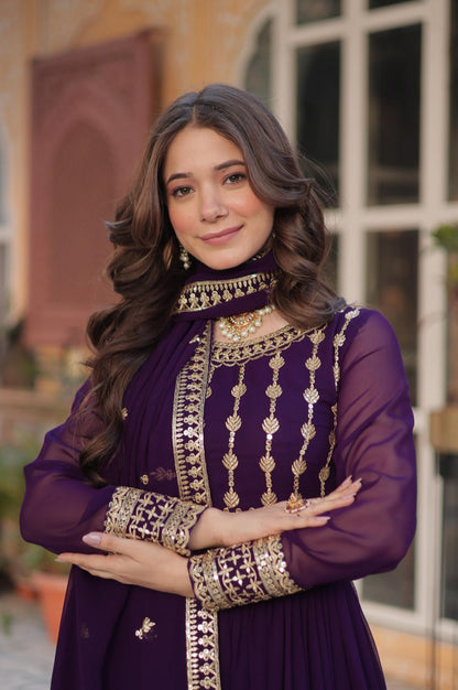 Premium Designer Faux Blooming Gown with Dupatta (2025 Collection)