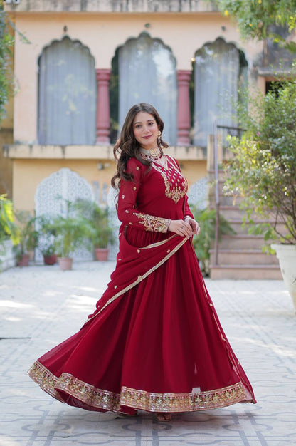 Premium Faux Blooming Gown with Heavy Embroidered Dupatta