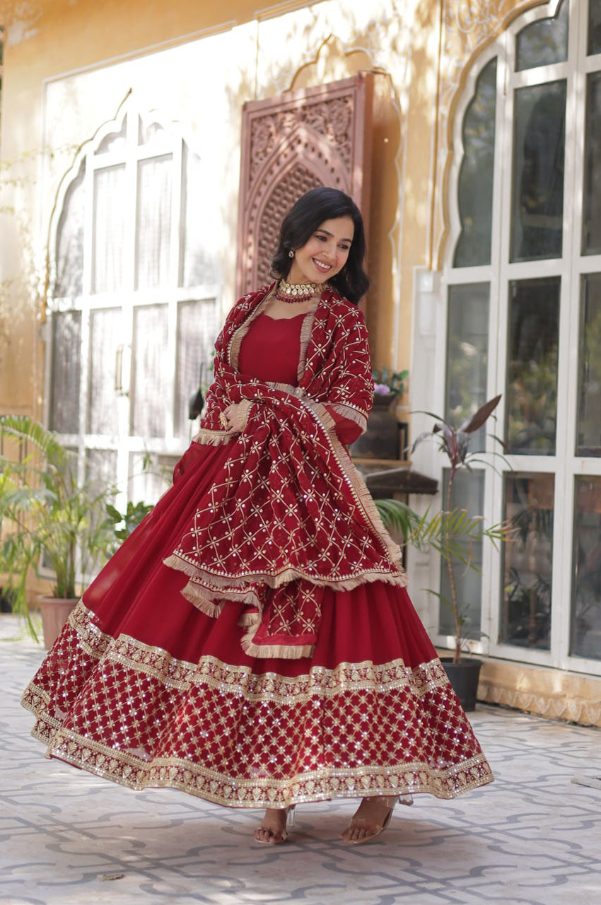 Faux Blooming Embroidered Gown Set | Premium Designer Edition