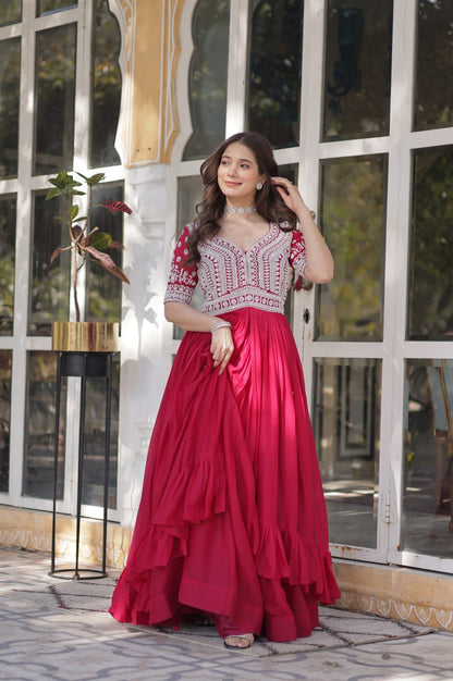 Slit-Cut Long Kurti with Lehenga Set | Purple & Red