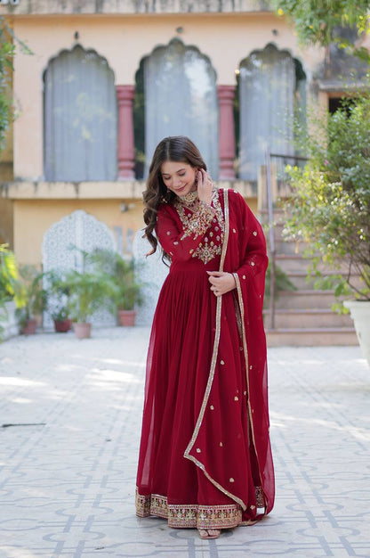 Premium Faux Blooming Gown with Heavy Embroidered Dupatta