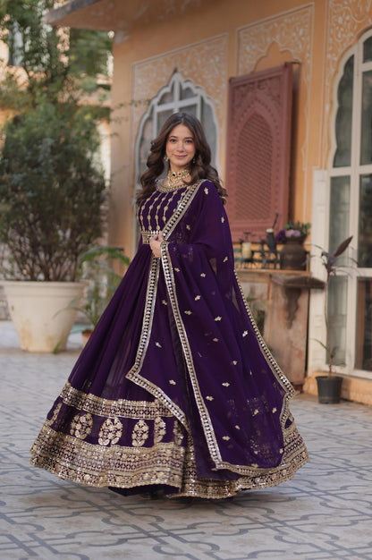 Premium Designer Faux Blooming Gown with Dupatta (2025 Collection)