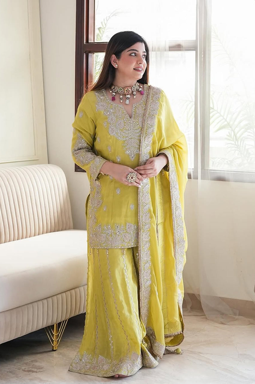 Baby Pink Embroidered Gharara Suit Set – Ready-to-Wear Collection