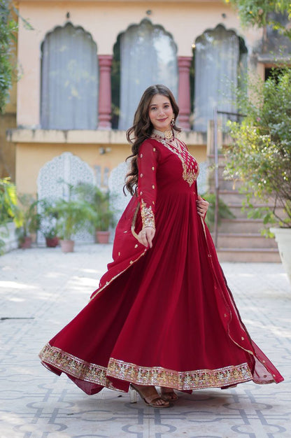 Premium Faux Blooming Gown with Heavy Embroidered Dupatta