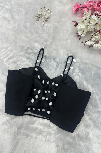 Black Indo-Western Drape Skirt Set with Embroidered Blouse & Shrug