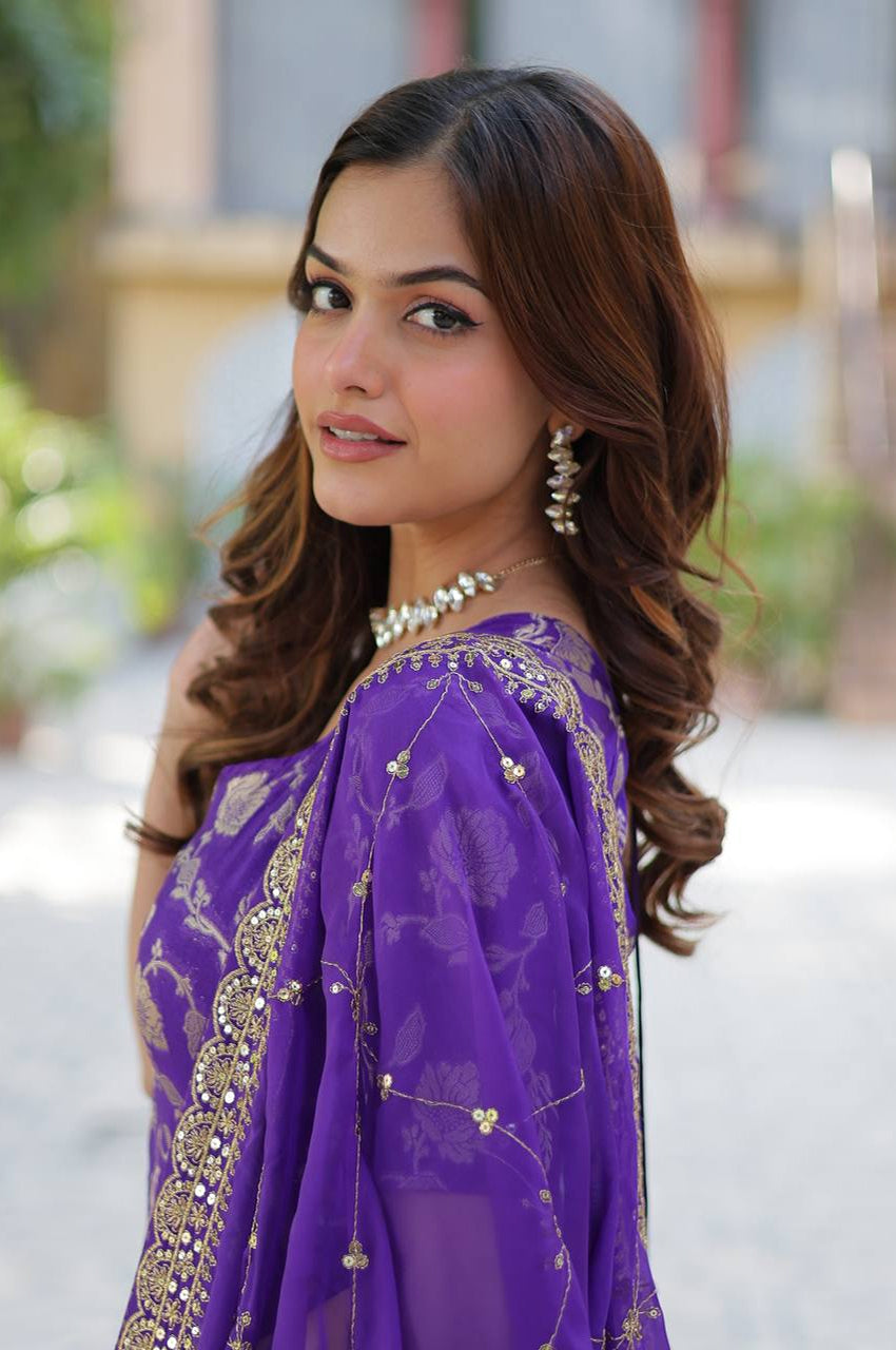 Maroon Designer Gharara Suit Set with Dupatta –Ready-to-Wear Collection