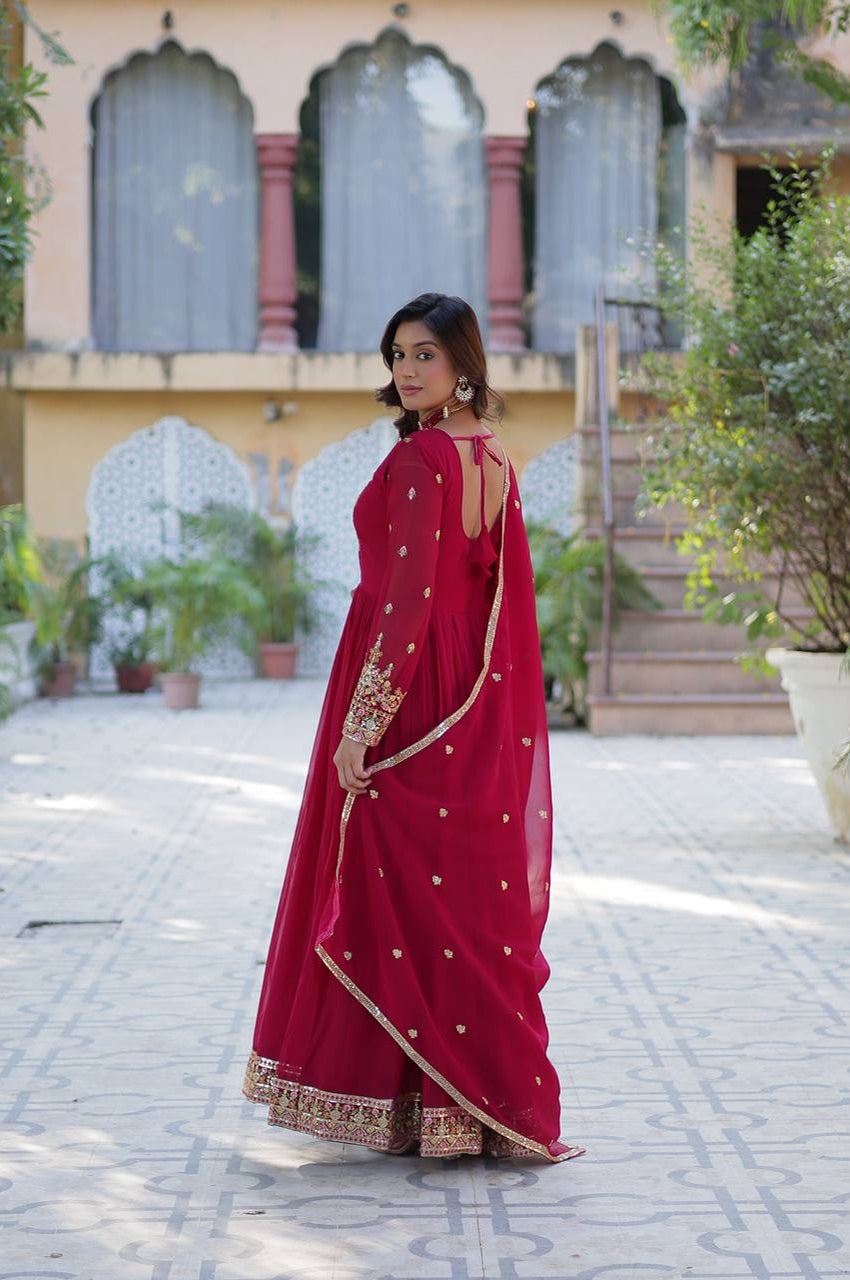 Premium Faux Blooming Gown with Heavy Embroidered Dupatta