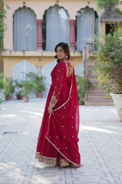 Premium Faux Blooming Gown with Heavy Embroidered Dupatta