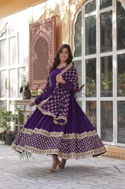 Faux Blooming Embroidered Gown Set | Premium Designer Edition