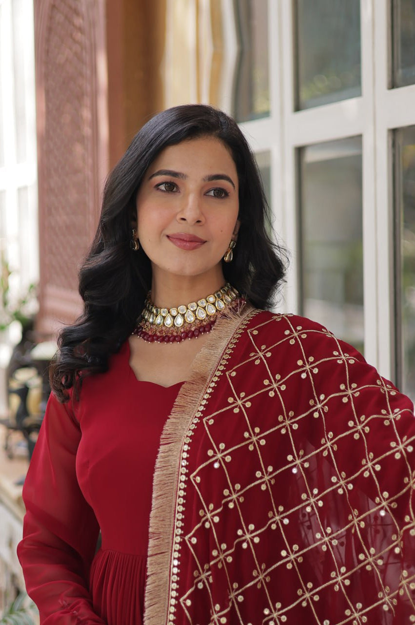 Faux Blooming Embroidered Gown Set | Premium Designer Edition