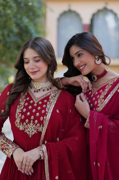 Premium Faux Blooming Gown with Heavy Embroidered Dupatta