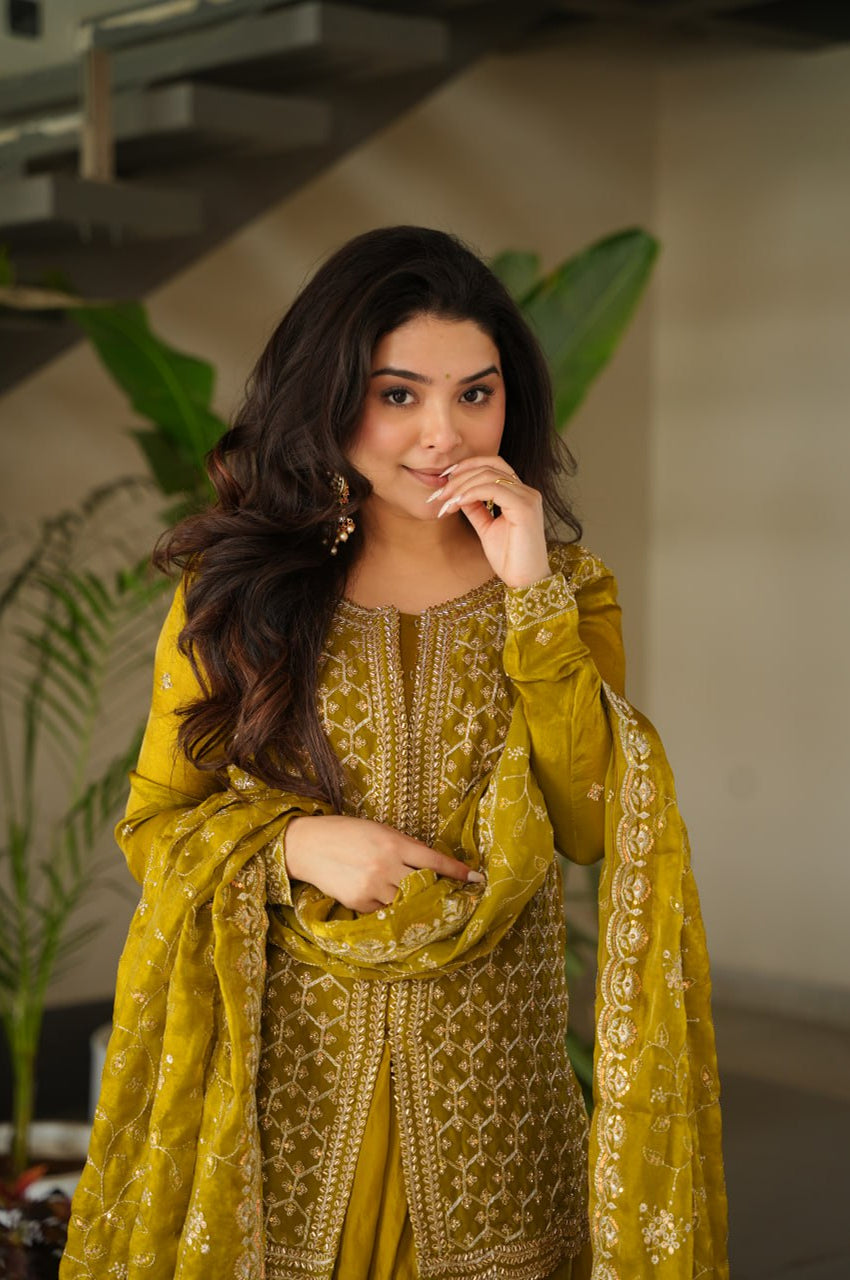 Fendy Fabric Sharara Suit with Rich Beads & Zari Embroidery – Ready to Wear Festive Collection (2025)