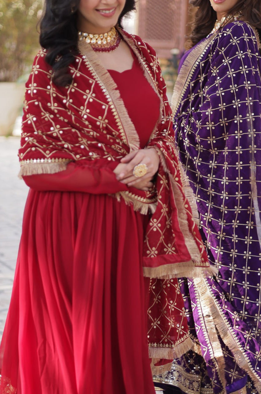 Faux Blooming Embroidered Gown Set | Premium Designer Edition