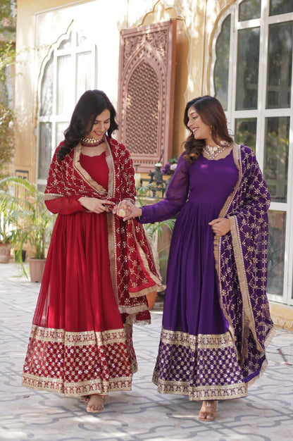 Faux Blooming Embroidered Gown Set | Premium Designer Edition