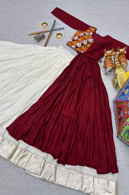 Pure Cotton Gamthi Work Lehenga Choli – 6 Meter Flair | Navratri 2025 Festive Wear