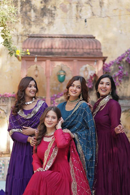 Premium 15 Mtr Flair Gown Set with Embroidered Dupatta