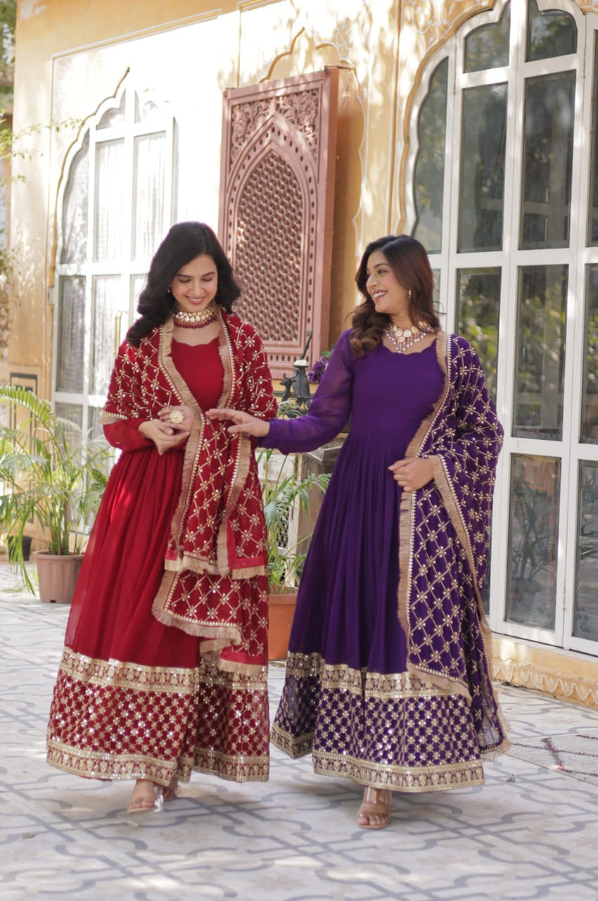 Faux Blooming Embroidered Gown Set | Premium Designer Edition