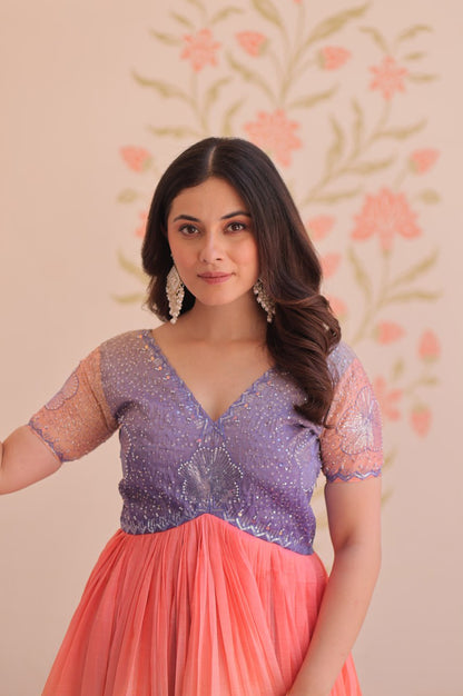 Multicolor Gold Crush Beads Embroidered Designer Gown