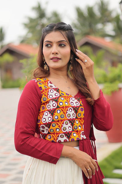 Pure Cotton Gamthi Work Lehenga Choli – 6 Meter Flair | Navratri 2025 Festive Wear