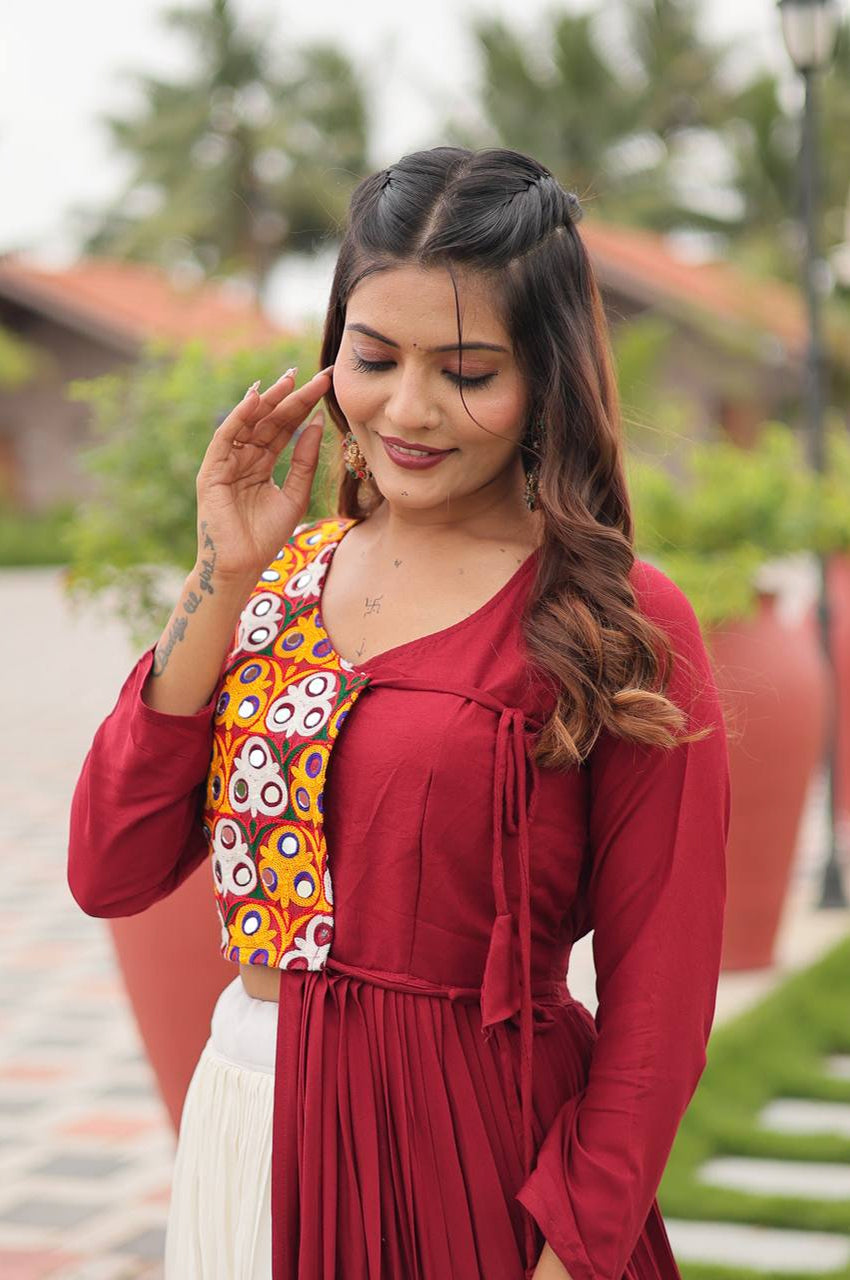 Pure Cotton Gamthi Work Lehenga Choli – 6 Meter Flair | Navratri 2025 Festive Wear