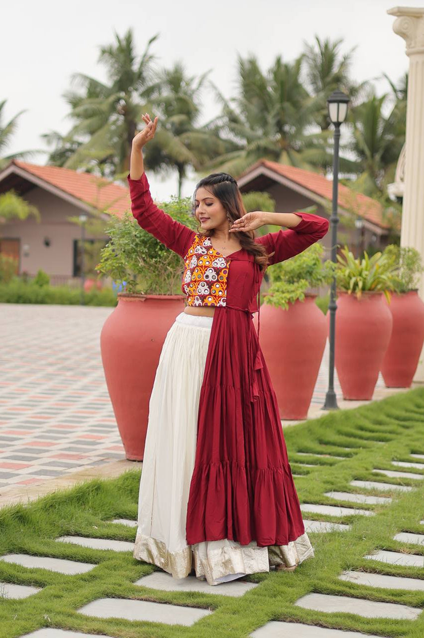 Pure Cotton Gamthi Work Lehenga Choli – 6 Meter Flair | Navratri 2025 Festive Wear