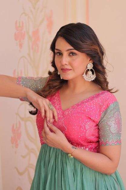 Multicolor Gold Crush Beads Embroidered Designer Gown