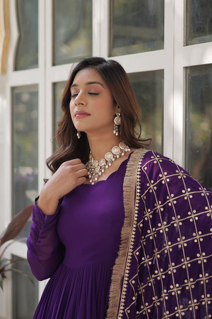 Faux Blooming Embroidered Gown Set | Premium Designer Edition