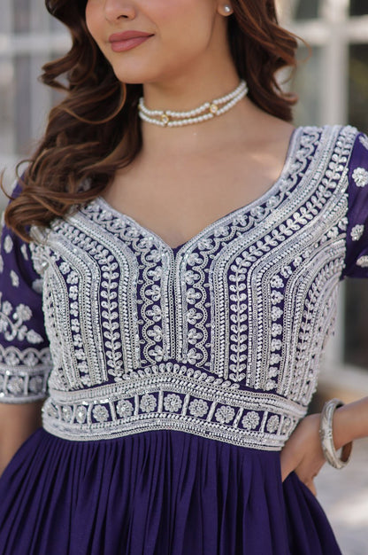 Slit-Cut Long Kurti with Lehenga Set | Purple & Red