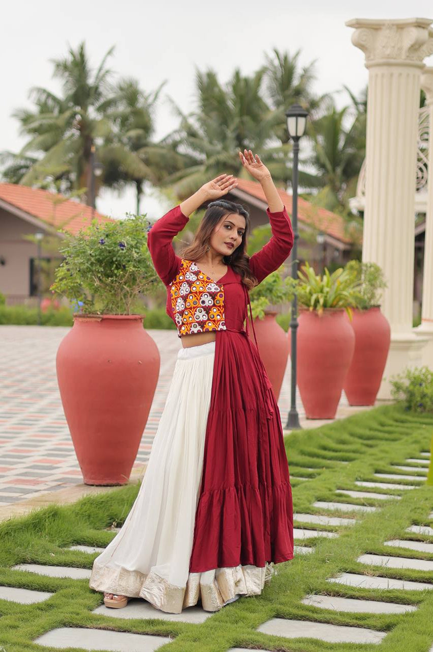 Pure Cotton Gamthi Work Lehenga Choli – 6 Meter Flair | Navratri 2025 Festive Wear