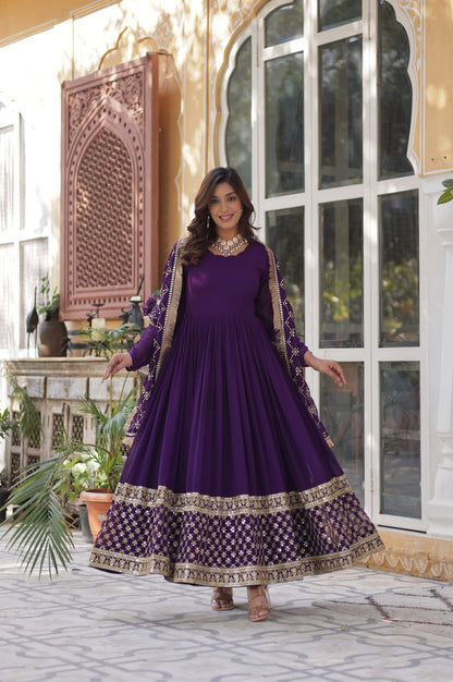 Faux Blooming Embroidered Gown Set | Premium Designer Edition