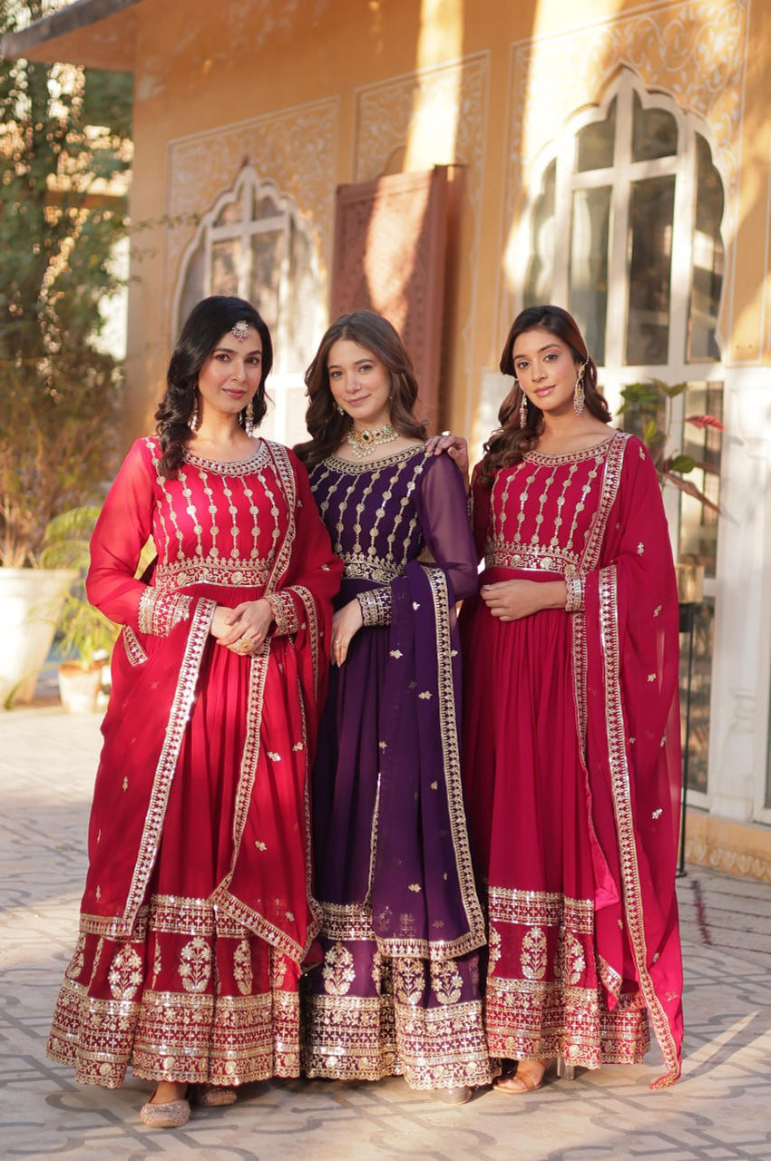 Premium Designer Faux Blooming Gown with Dupatta (2025 Collection)