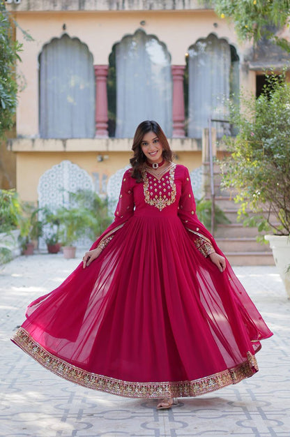 Premium Faux Blooming Gown with Heavy Embroidered Dupatta