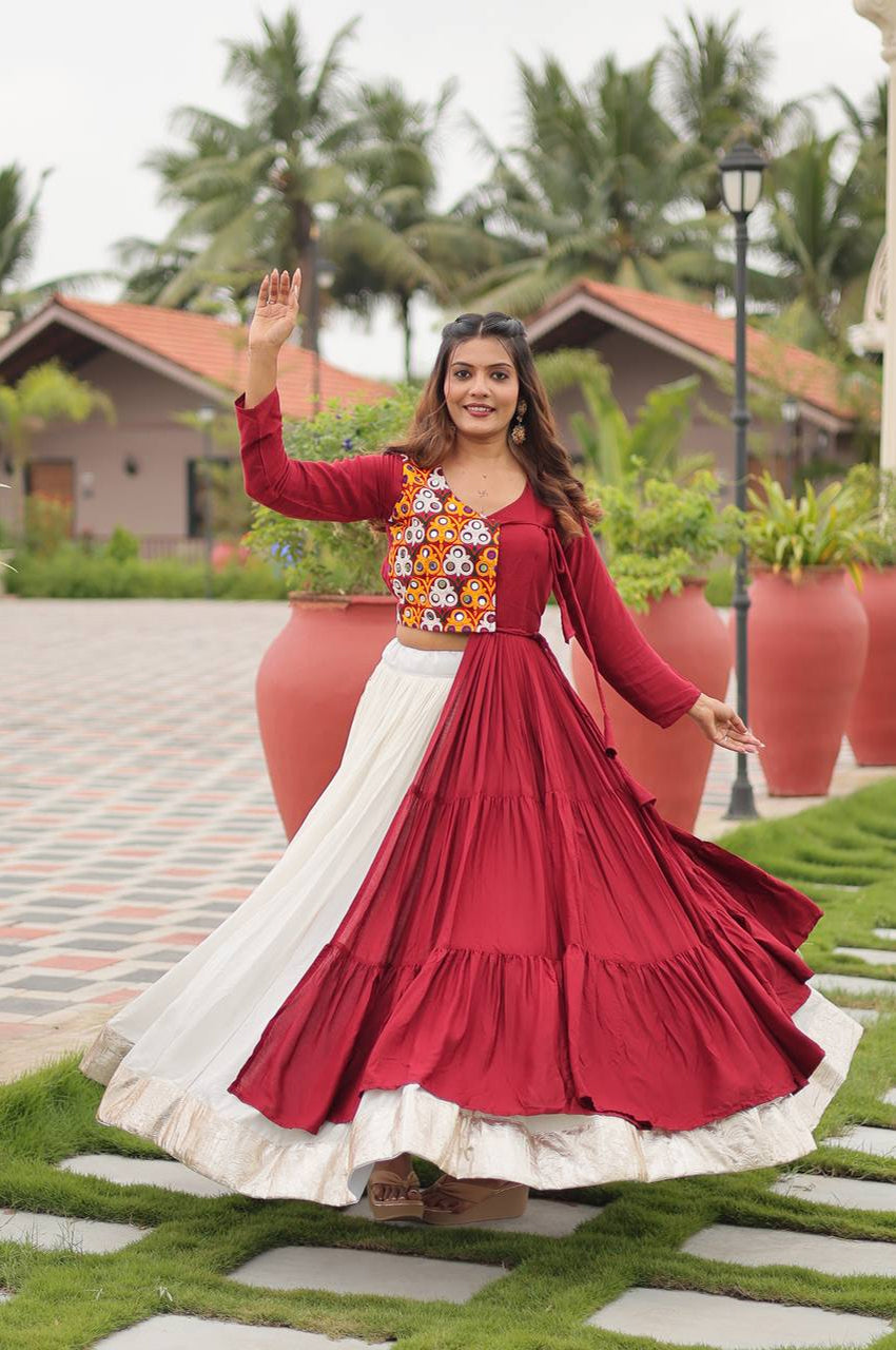 Pure Cotton Gamthi Work Lehenga Choli – 6 Meter Flair | Navratri 2025 Festive Wear