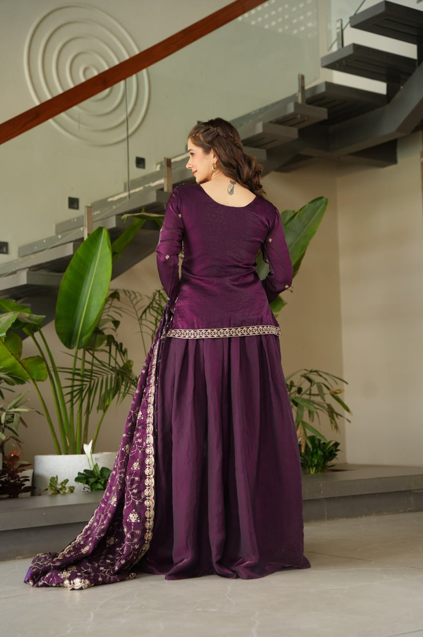 Fendy Fabric Sharara Suit with Rich Beads & Zari Embroidery – Ready to Wear Festive Collection (2025)