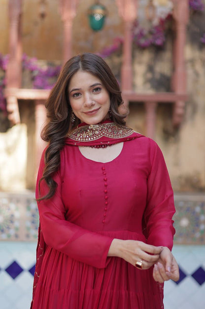 Premium 15 Mtr Flair Gown Set with Embroidered Dupatta