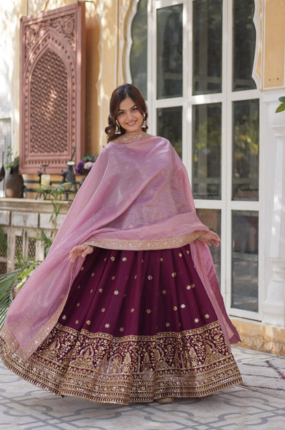 Star Georgette Gown with Dupatta | Maroon | Embroidered Edition