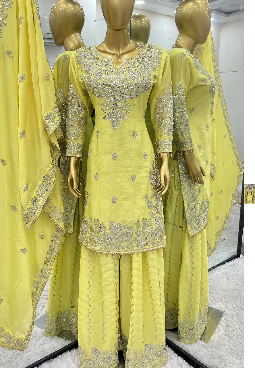 Baby Pink Embroidered Gharara Suit Set – Ready-to-Wear Collection