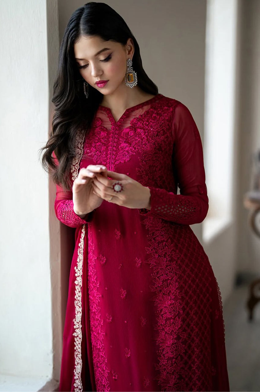 Faux Georgette Party Wear Set with Heavy Embroidery & Sequins – Top, Plazzo & Dupatta (Fully Stitched)