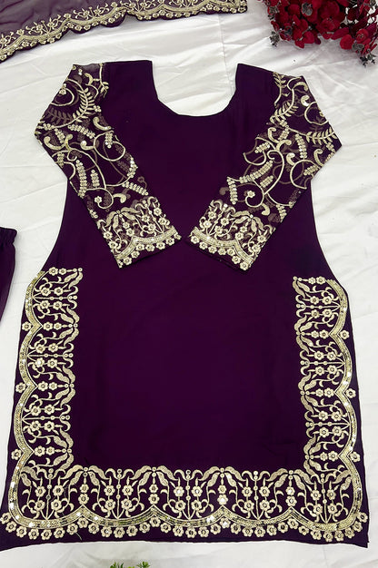 Purple Gharara Suit Set with Dupatta – Ready-to-Wear Collection