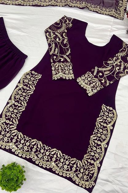 Purple Gharara Suit Set with Dupatta – Ready-to-Wear Collection