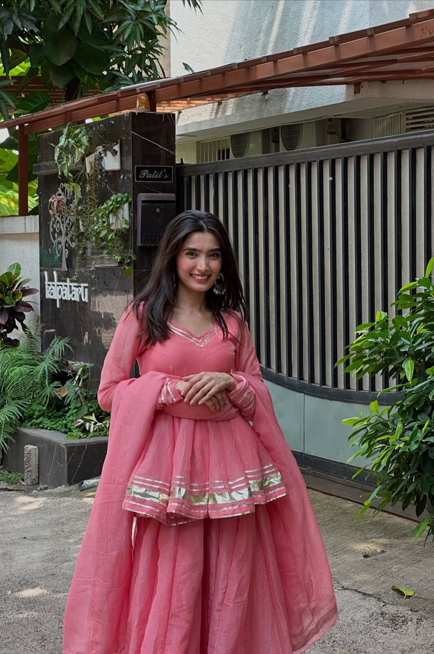 Elegant Lace Tabby Organza Sharara Suit – Ready to Wear | Premium Finish