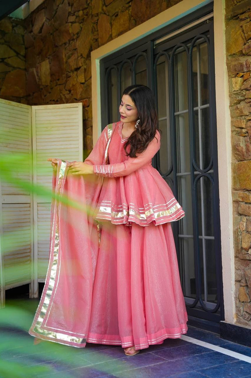 Elegant Lace Tabby Organza Sharara Suit – Ready to Wear | Premium Finish