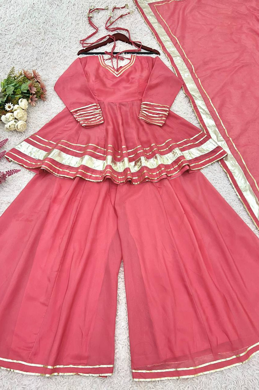 Elegant Lace Tabby Organza Sharara Suit – Ready to Wear | Premium Finish