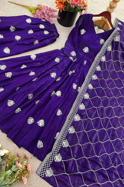 Fendy Silk Embroidered Gown Set with Sequins Work & Dupatta – Fully Stitched Elegance