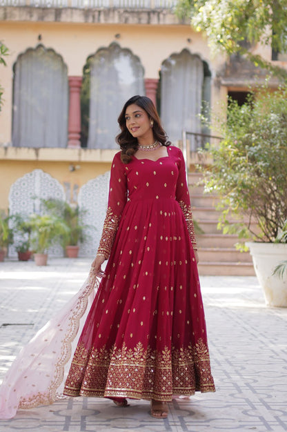 Premium Embroidered Gown with Dupatta – Fully Stitched Edition
