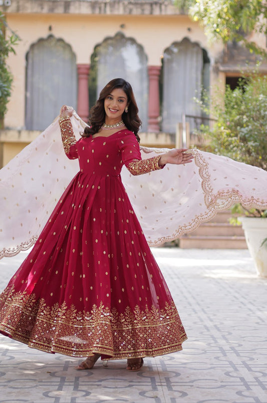 Premium Embroidered Gown with Dupatta – Fully Stitched Edition