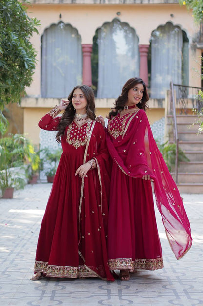 Premium Faux Blooming Gown with Heavy Embroidered Dupatta