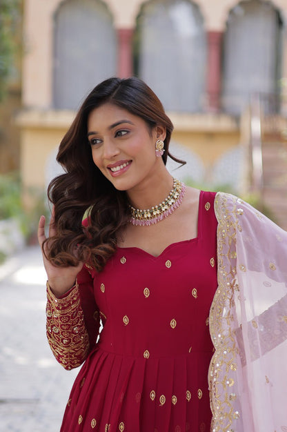 Premium Embroidered Gown with Dupatta – Fully Stitched Edition