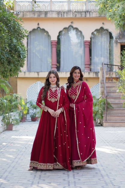 Premium Faux Blooming Gown with Heavy Embroidered Dupatta