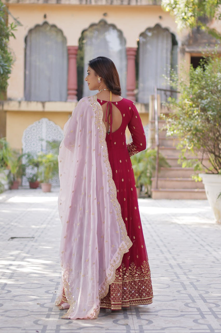 Premium Embroidered Gown with Dupatta – Fully Stitched Edition